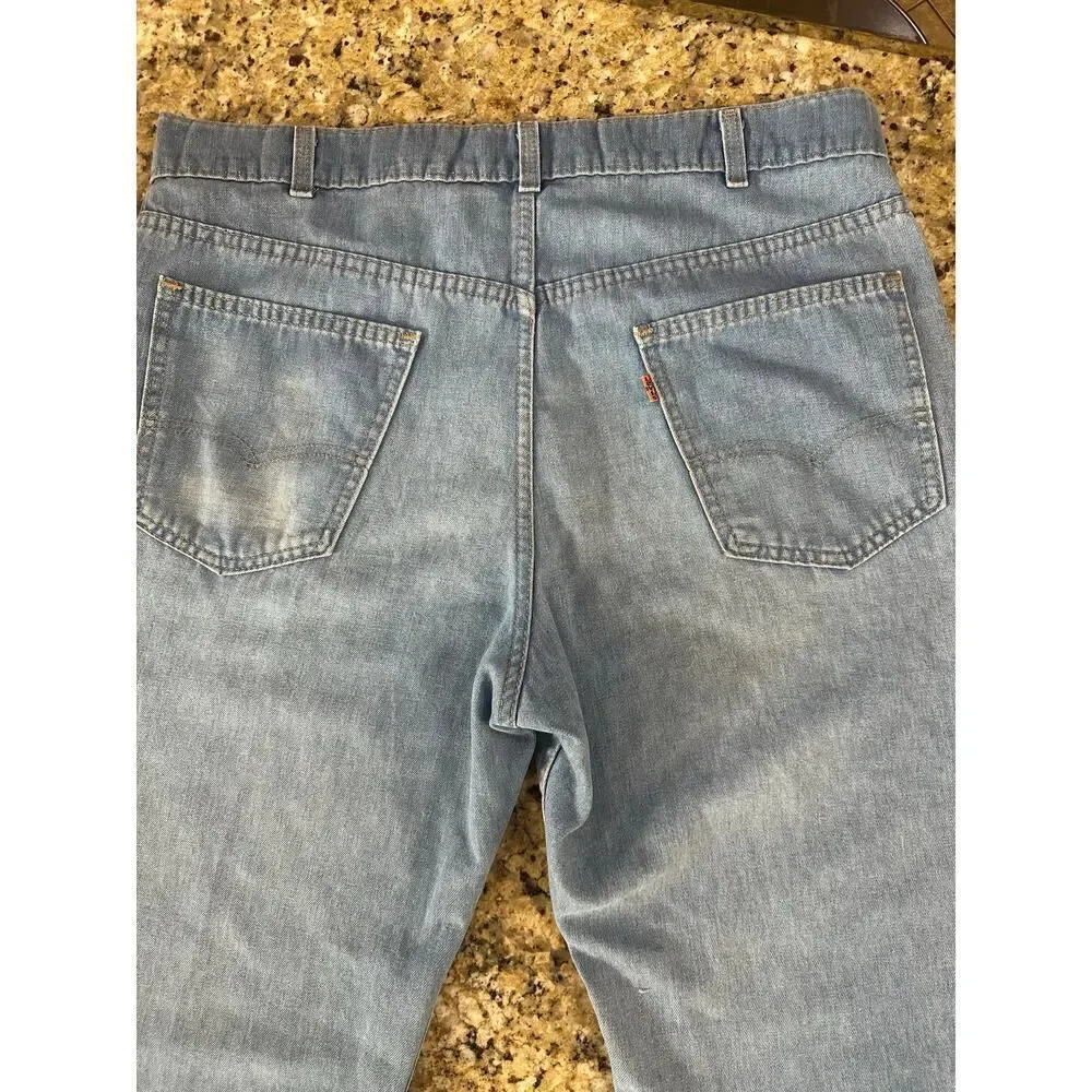 VINTAGE 70s Levi’s Orange Tab Bootcut Wide Leg Light Wash Denim Jeans Men 36x29